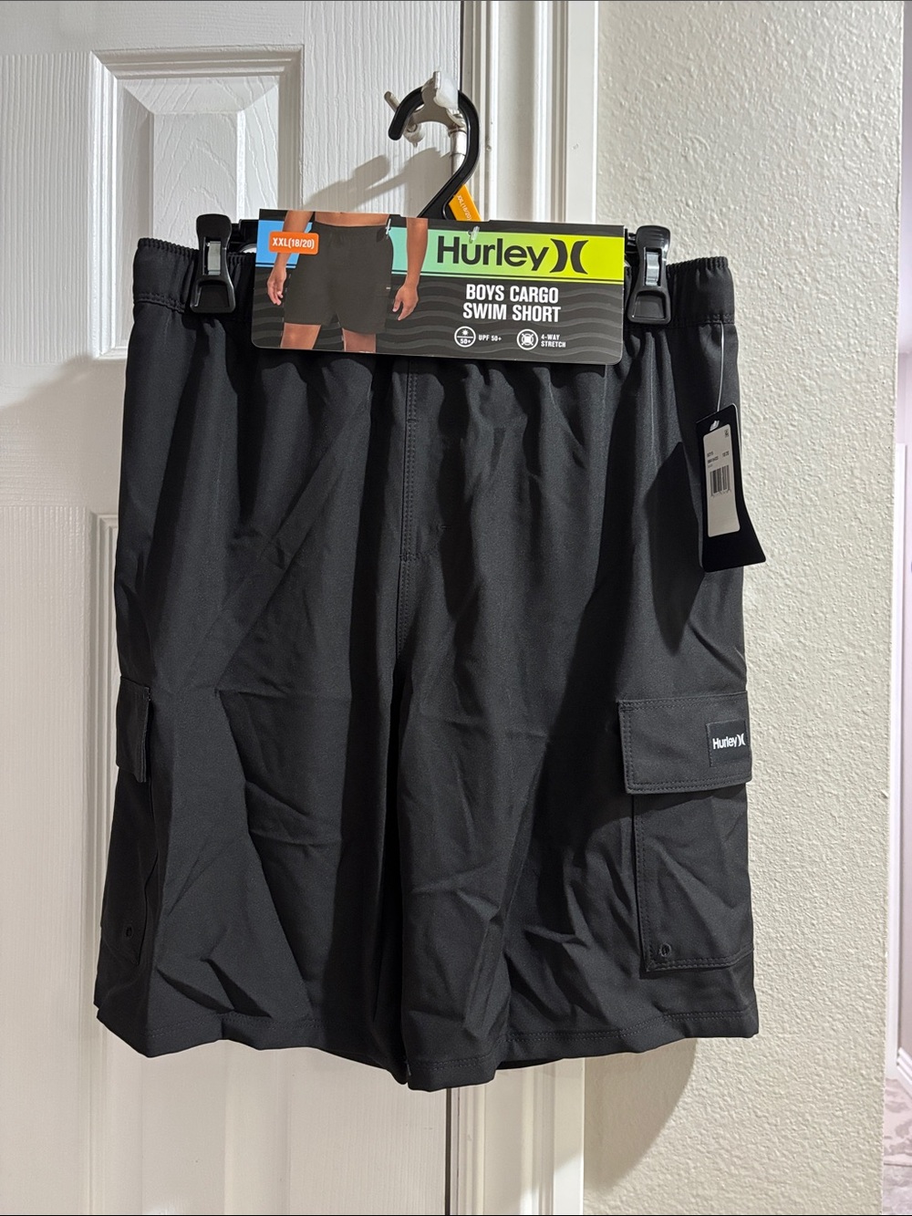 Hurley Black Boys XXL ( 18/20) Cargo Swim Shorts NWT